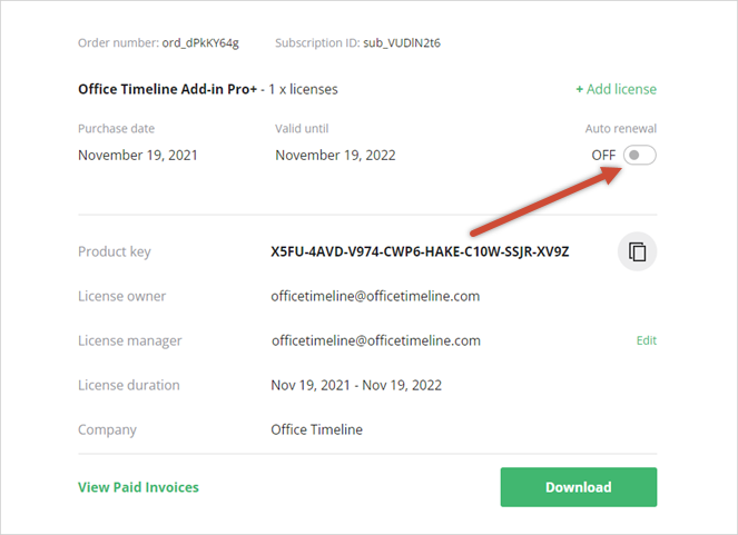 Autorenewal-Setting