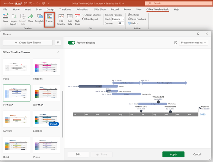 apply-theme-office-timeline-basic