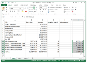 How to change all dates on the timeline when the project is rescheduled