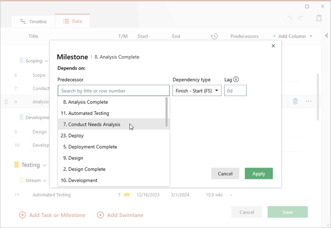 data-view-add-predecessors-dependency-editor