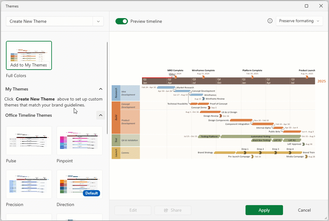 select-theme-to-apply-office-timeline