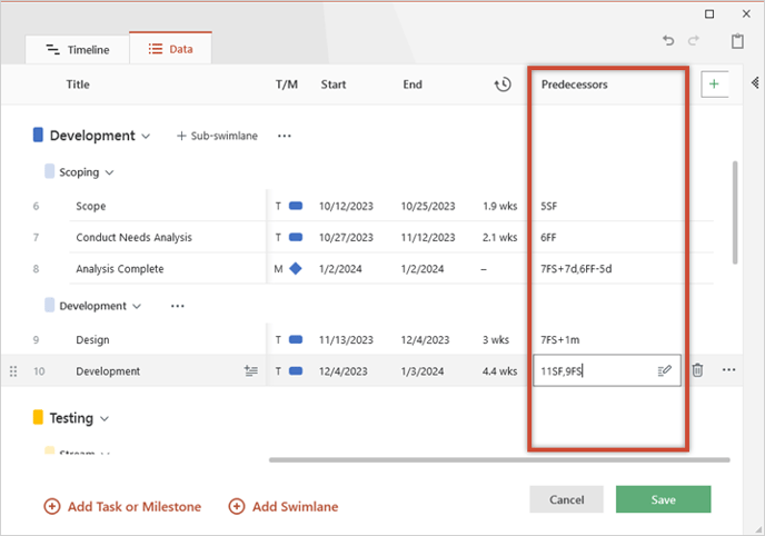 type-in-dependency-data-predecessors-column-office-timeline