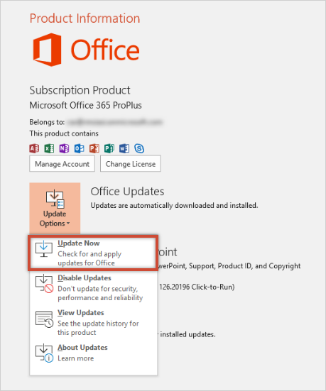 update Office 365 (PowerPoint)